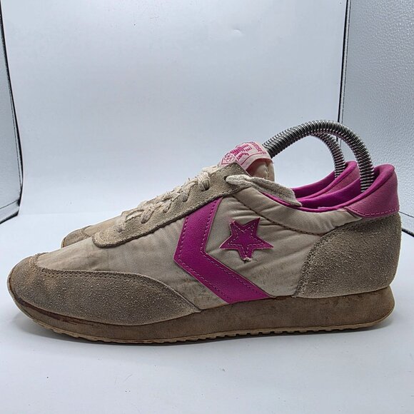 Vintage 80's Converse Womens Size 5.5 Beige Pink Sneaker Shoes Sports Walking - Picture 5 of 13